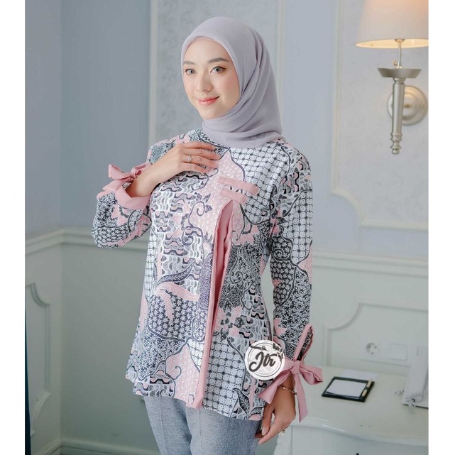 tey-17 Batik wanita ASJ SA HRB026 Kenongo Kemeja Tosca Pendek-Shakira Pink