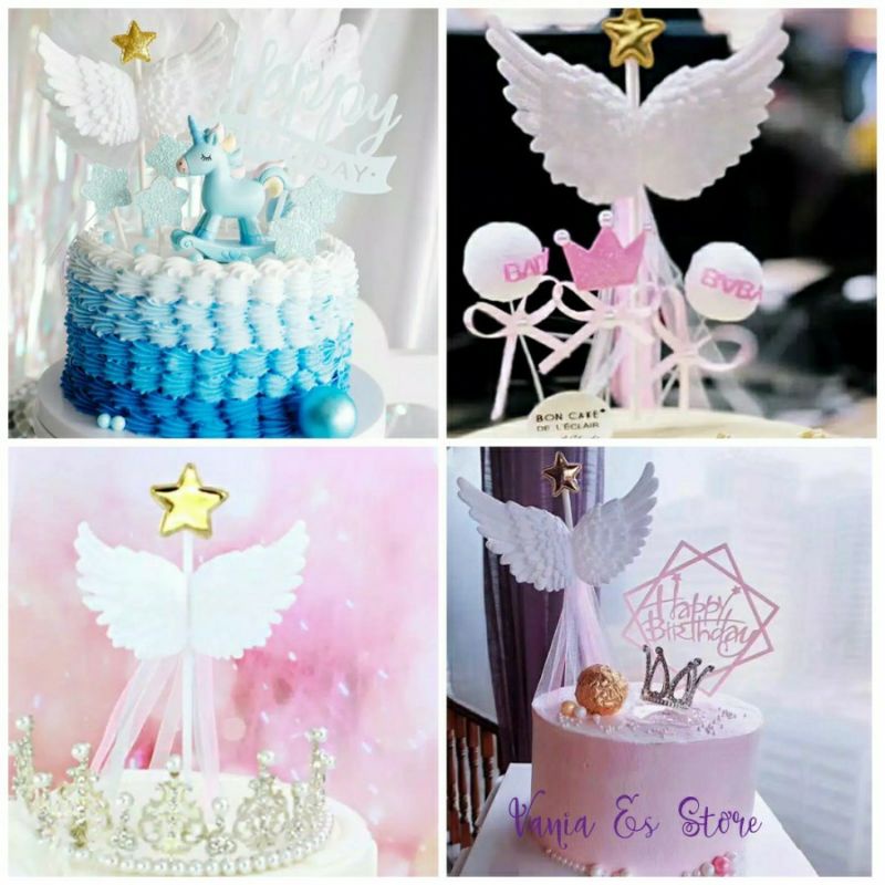 Cake Topper Sayap Malaikat - Dekorasi Kue Ulang Tahun