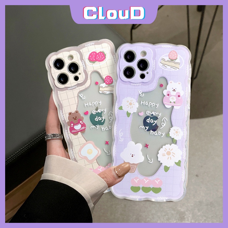 Soft Case Bahan TPU Desain Beruang Kelinci Untuk iPhone X XR XS Max 7 8 plus 11 12 13 Pro Max 6 6s plus SE 2020