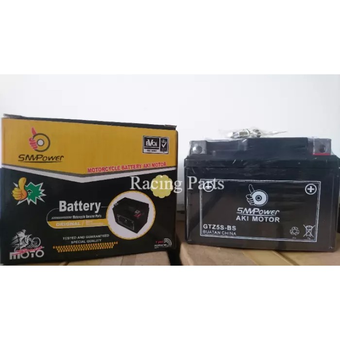 aki kering merek SM POWER GTZ5S accu kering motor mio J beat vixion shogun 125 spin FINO