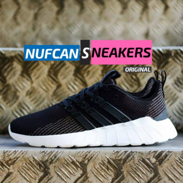 SEPATU COWOK ADIDAS RUNNING ORI ADIDAS QUESTAR FLOW BLACK SILHOUETTE ORIGINAL 100% BNWB