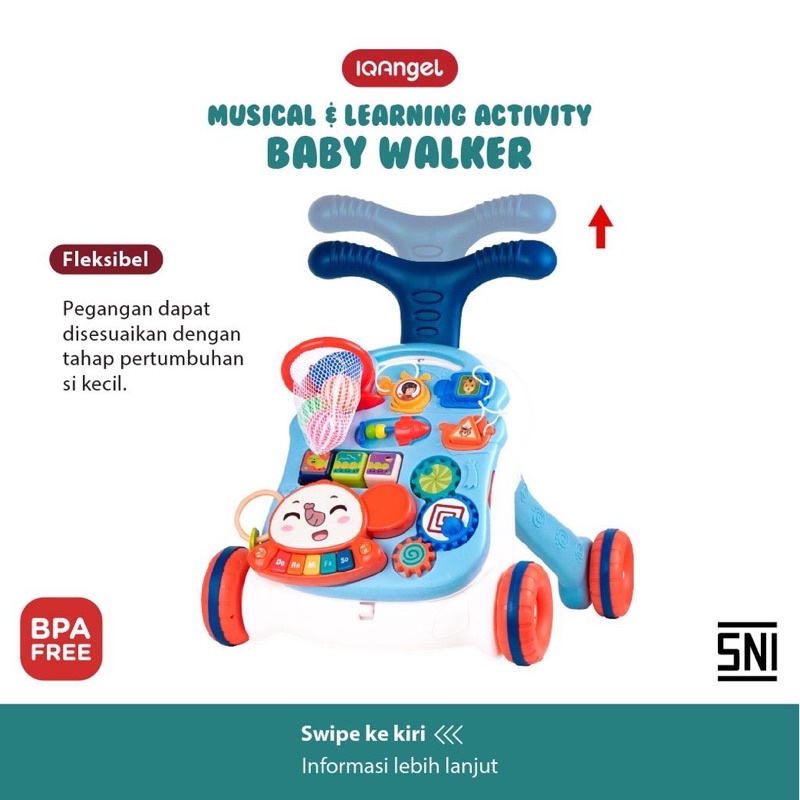 IQ Angel Push Walker Musical Baby / Mainan Dorongan Bayi / Dorongan Baby / Alat Bantu Jalan Bayi