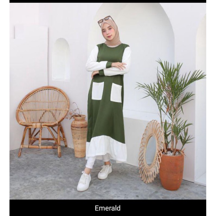 DRESS NIANA TERBARU || GAMIS REMAJA KOMBINASI PUTIH