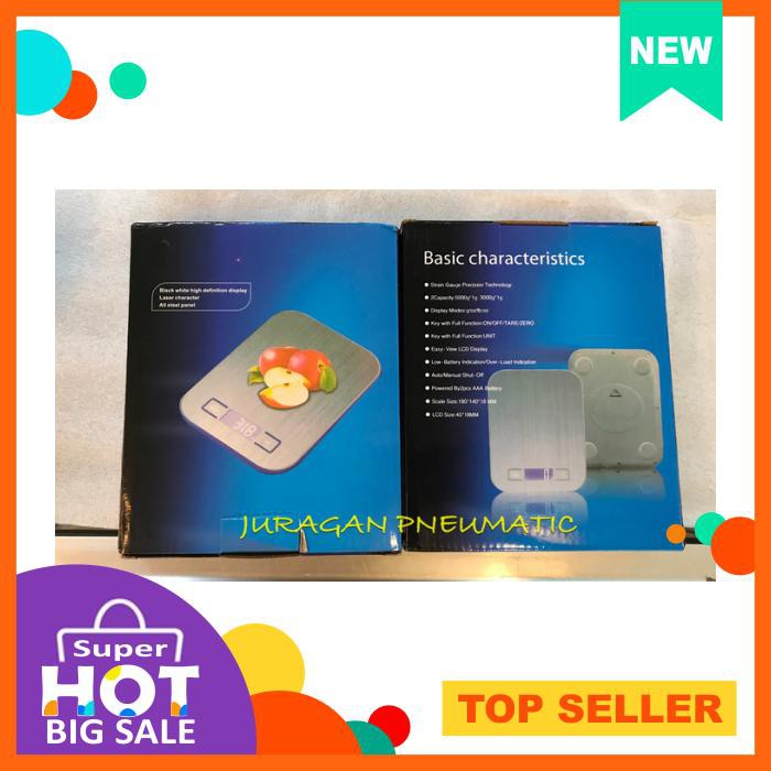 Timbangan Dapur Digital 5Kg Stainless Steel - Peralatan Dapur - Timbangan Dapur