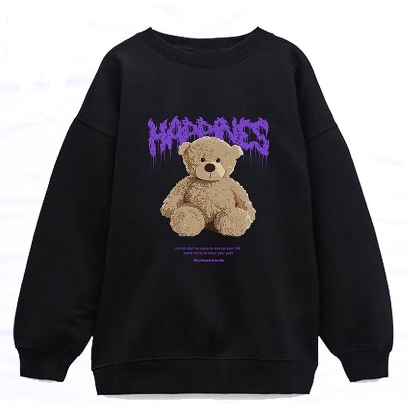 SWEATEE HAPPINES BEAR KOREAN STYLE BAHAN FLEECE