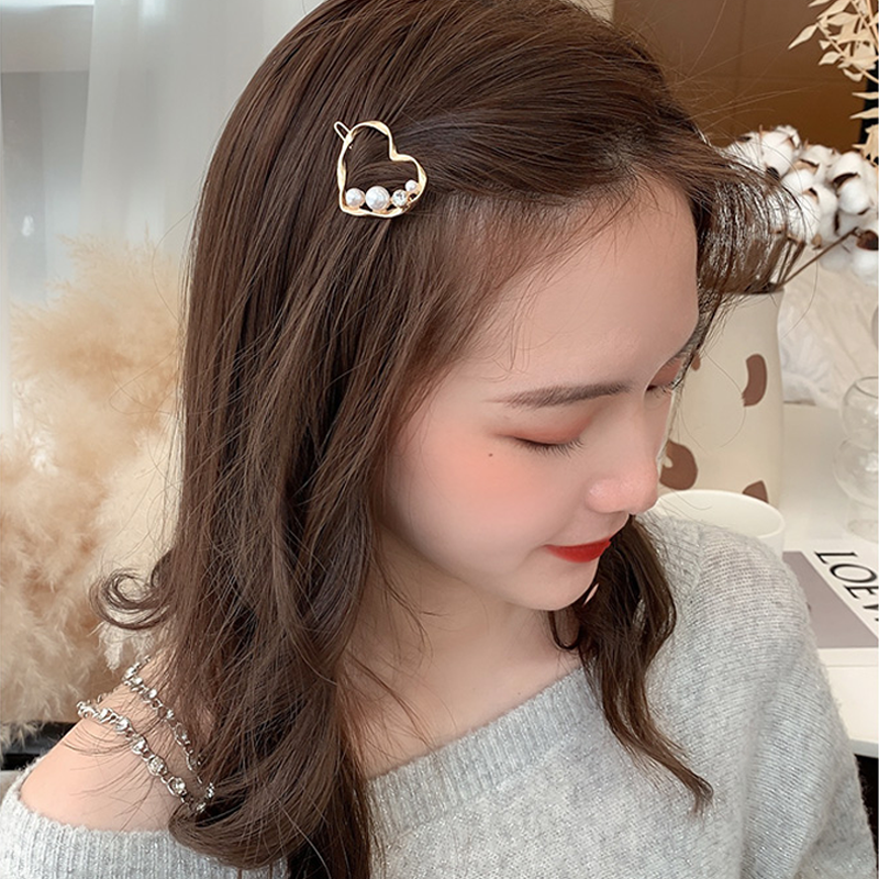 Jepit Rambut Bentuk Bintang / Bulat / Bulat Aksen hollow + Mutiara Untuk Aksesoris Wanita