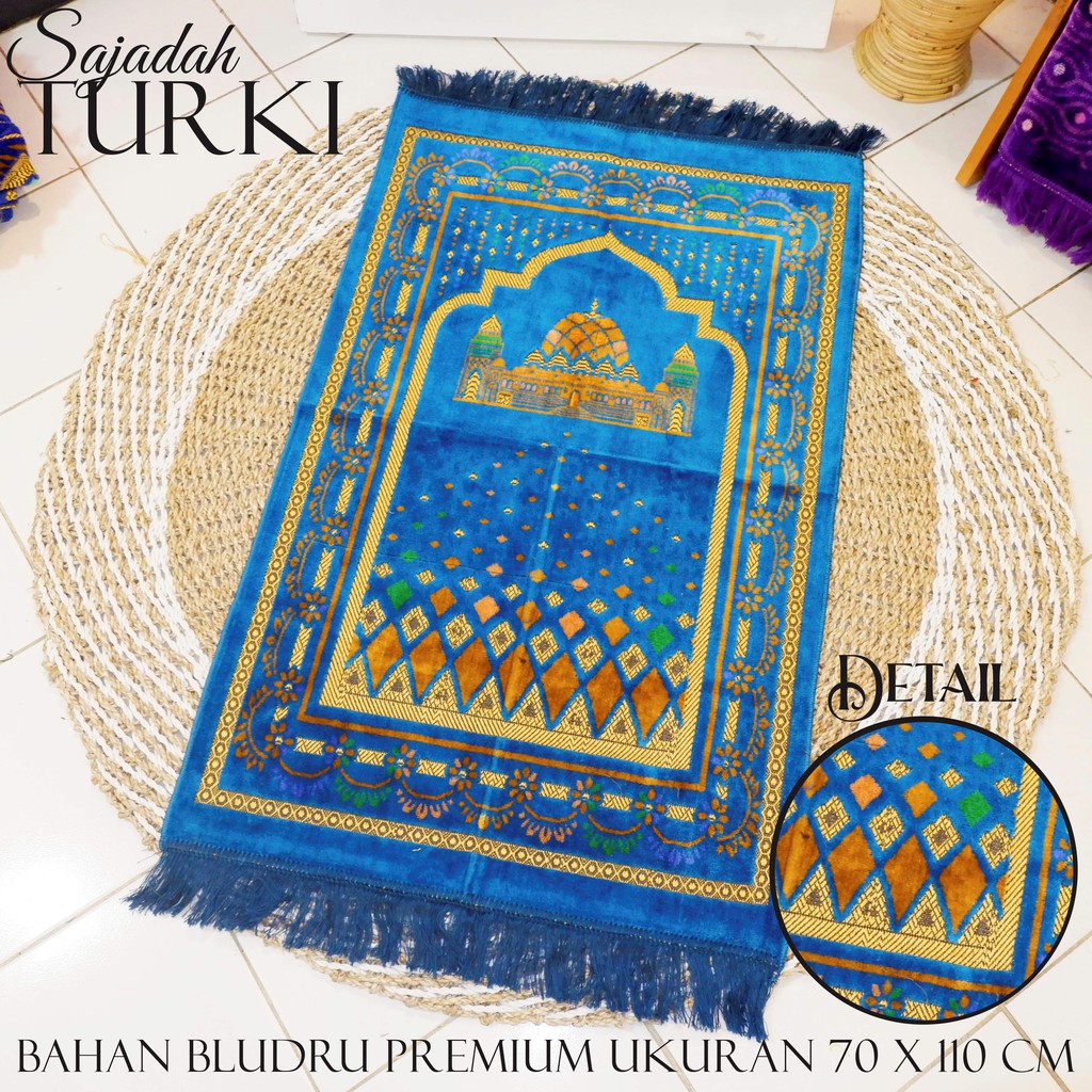 Sajadah Turkey Bludru Premium &amp; sajadah souvenir ukuran 110x70 cm