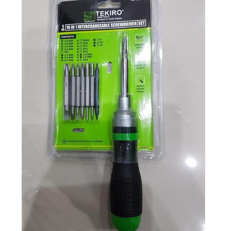 obeng set 19 in 1 tekiro obeng dua arah obeng bolak balik obeng multi fungsi obeng tekiro obeng set 