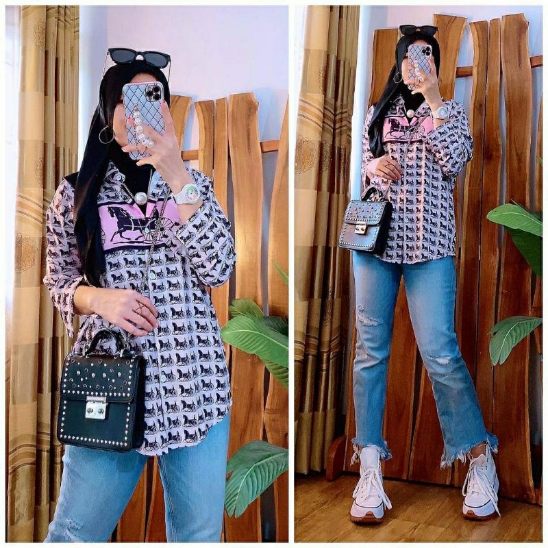 Kemeja Hemess, KEMEJA WANITA SUPER DUPER CANTIK MURAH MODIS BAHAN KATUN SILKY IMPORT LD 110 OOTD