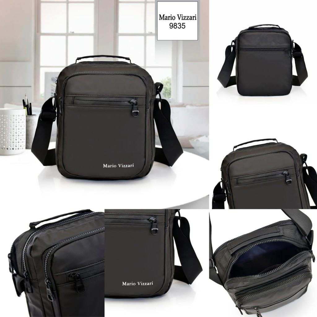 TAS SELEMPANG PARASUT PRIA IMPORT ELEGANT BLACK ~ 9835 ~