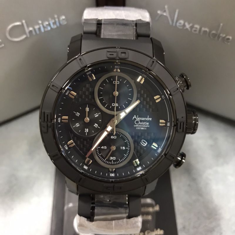Jam Alexandre Christie AC 6292 MC BIP Pria Rantai Hitam Bulat