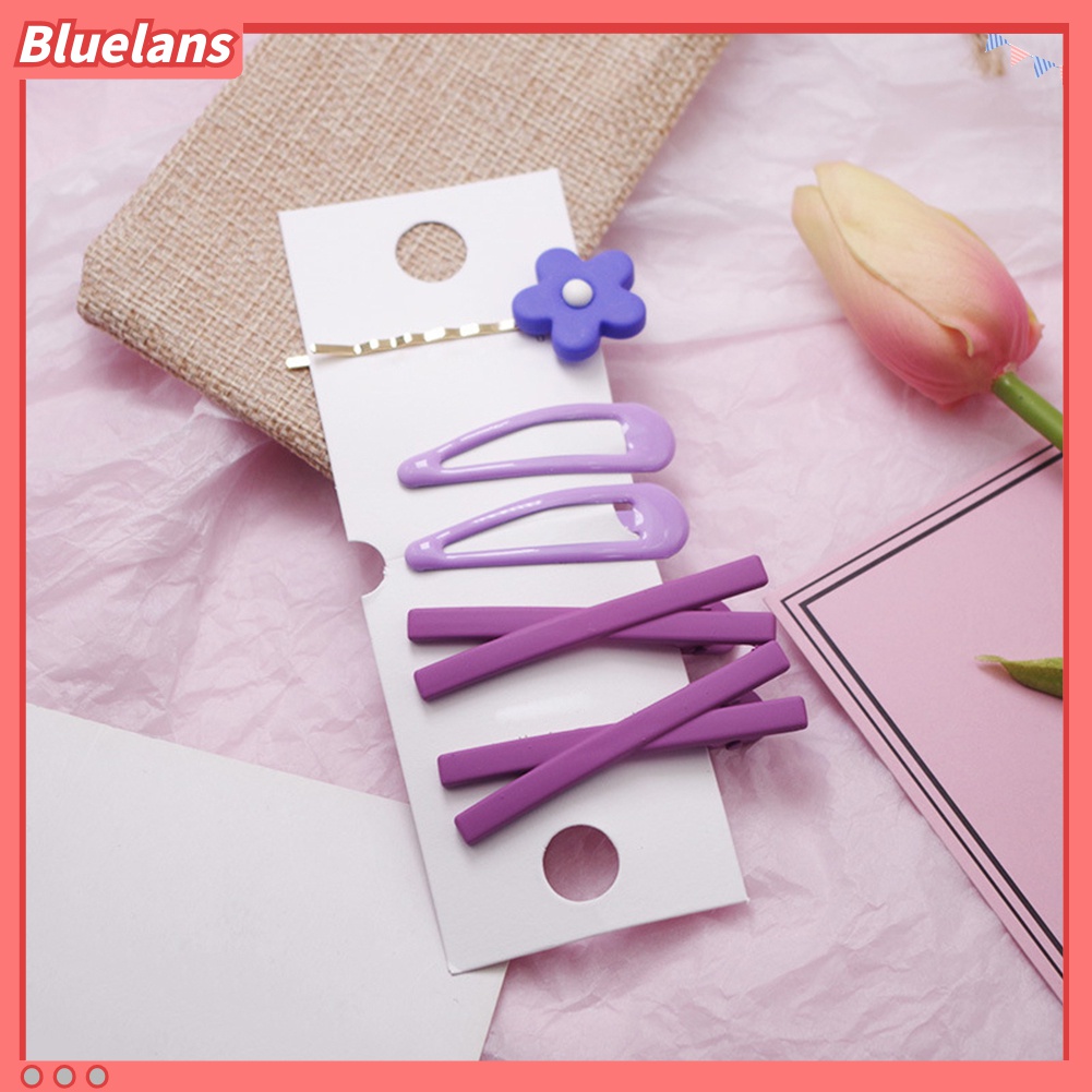 Bluelans 5Pcs / Set Jepit Rambut Bobby Pin Desain Bunga Silang Frosted Untuk Wanita