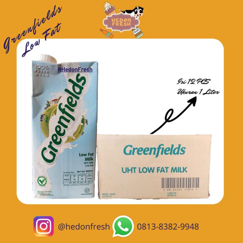 

Susu UHT Greenfields Low Fat 1 Liter