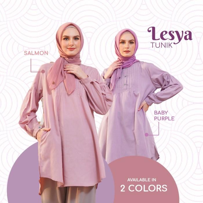 Tunik Wanita Muslim Warna Pastel Lilac Purple Premium Lesya Ori MySure