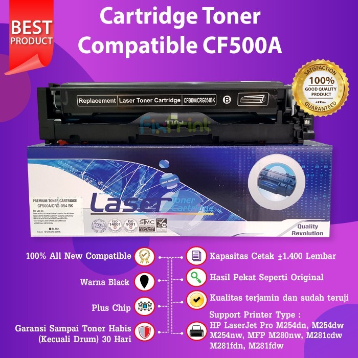 Cartridge Toner HP 202A CF500A Black Compatible Printer HP M254 M280 M281