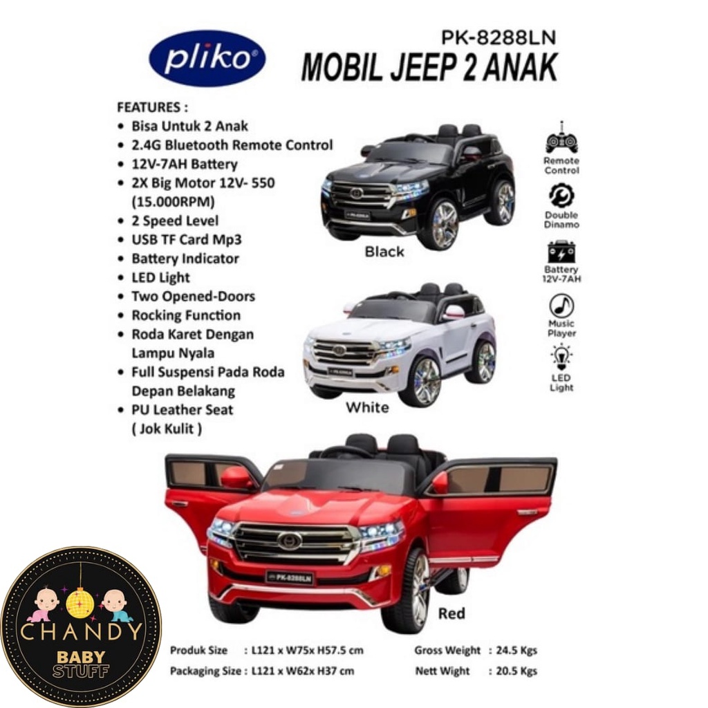 MOBIL JEEP PLIKO MAINAN ANAK BISA UNTUK 2 ANAK PK-8288LN - GARTIS HADIAH LANGSUNG