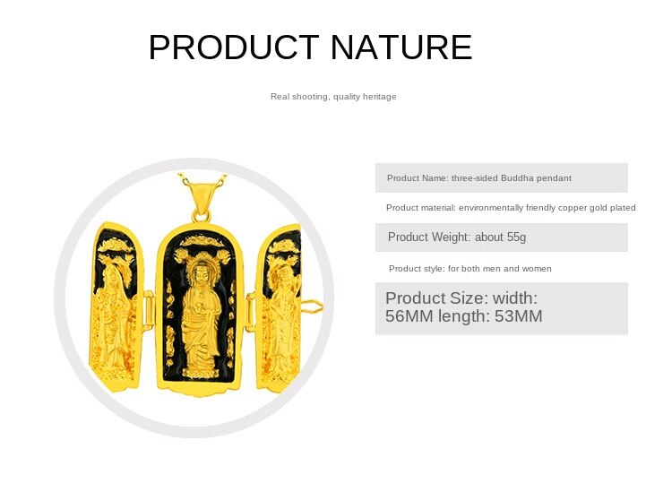 Kalung Emas Asli Kadar 375 Dengan Liontin Buddha Gaya Retro Untuk Pria