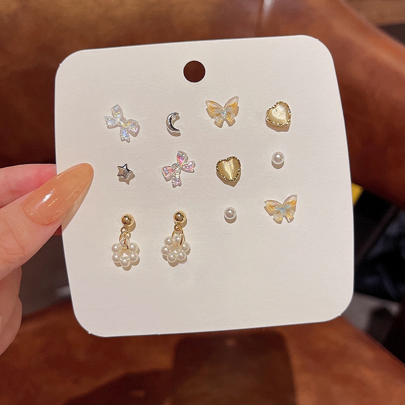 Set Anting Tusuk Sterling silver 925 Desain Pita + Hati Hias Batu opal Lucu Untuk Wanita