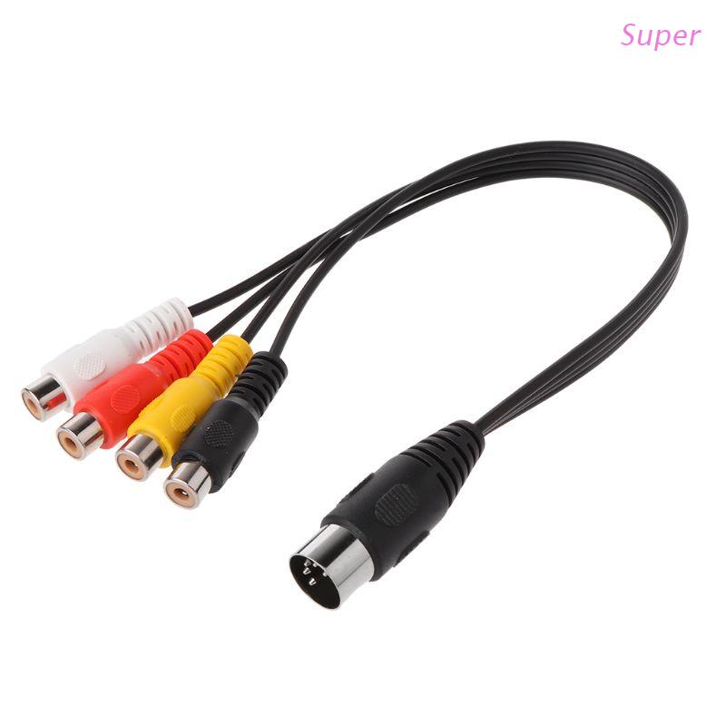 Super 30CM 5 Pin Male Din Plug to 4 RCA Phono Female Plugs Audio Cable Wire Cord Connector