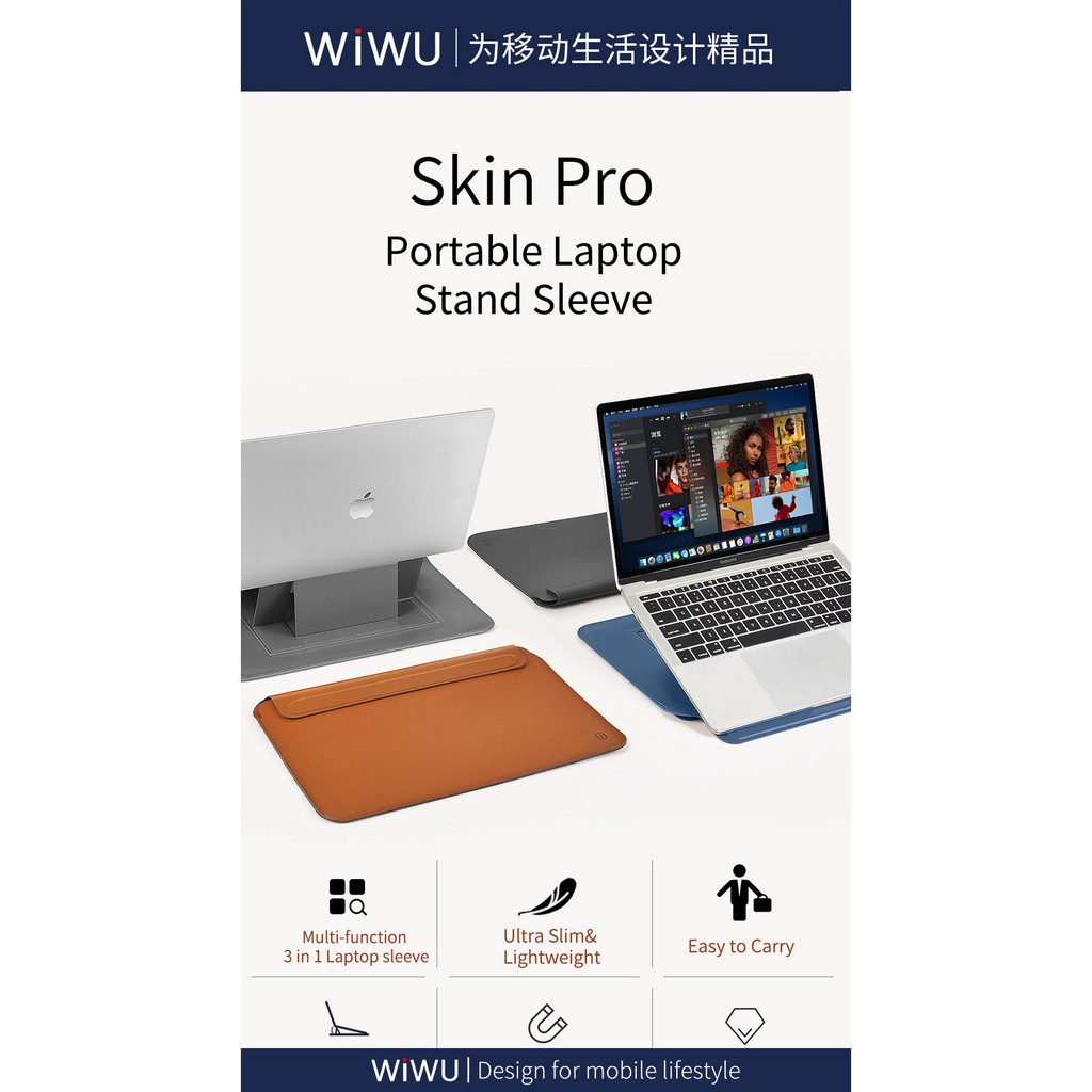 WIWU SKIN PRO Slim Stand Sleeve MB Pro 16 - Sarung dengan Stand