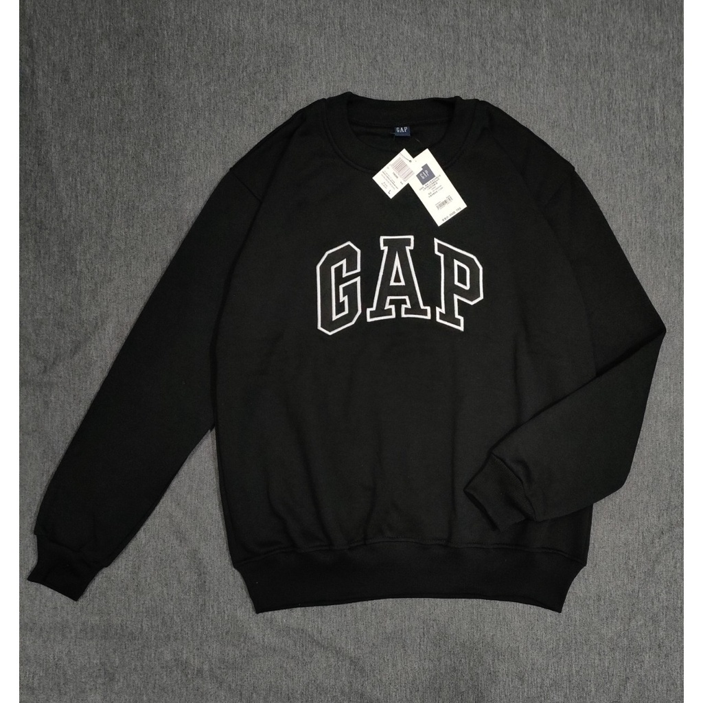 SWEATER CREWNECK GAP HITAM BORDIR/ CREWNECK GAP BORDIR UNISEX/PRIA/WANITA