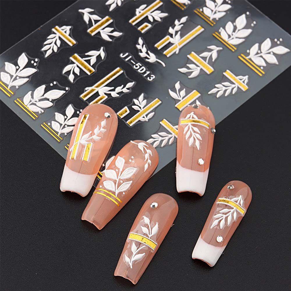 MXBEAUTY Bunga Stiker Kuku Wanita Fashion Manicure Aksesoris Alfabet Inggris Perekat Diri Nail Art Dekorasi