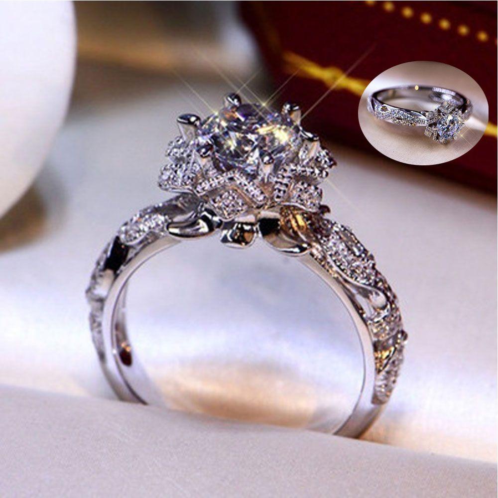 Preva Cincin Snowflake Perhiasan Mewah Berlian Perhiasan Snowflake