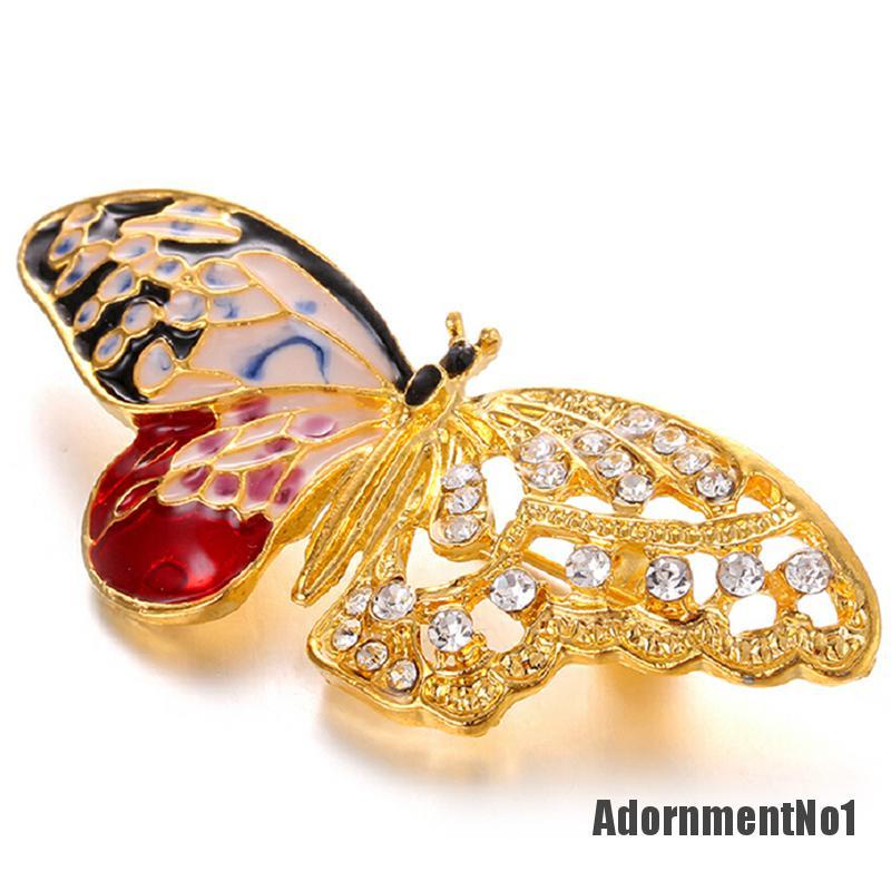 (Adornmentno1) Bros / Pin Butterfly Enamel Hias Kristal Berlian Imitasi Untuk Wanita