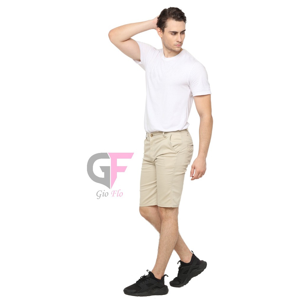 GIOFLO Celana Simple Modis Chino Casual Pendek Pria Terkini Krem / CLN 1093