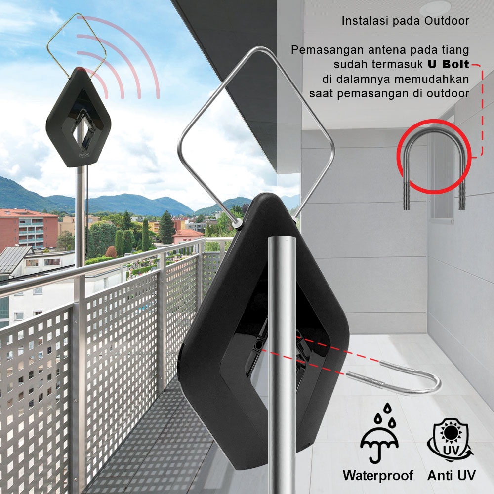 PX Antena TV Digital Analog Indoor Outdoor Booster HDA-2000B /HDA2000B