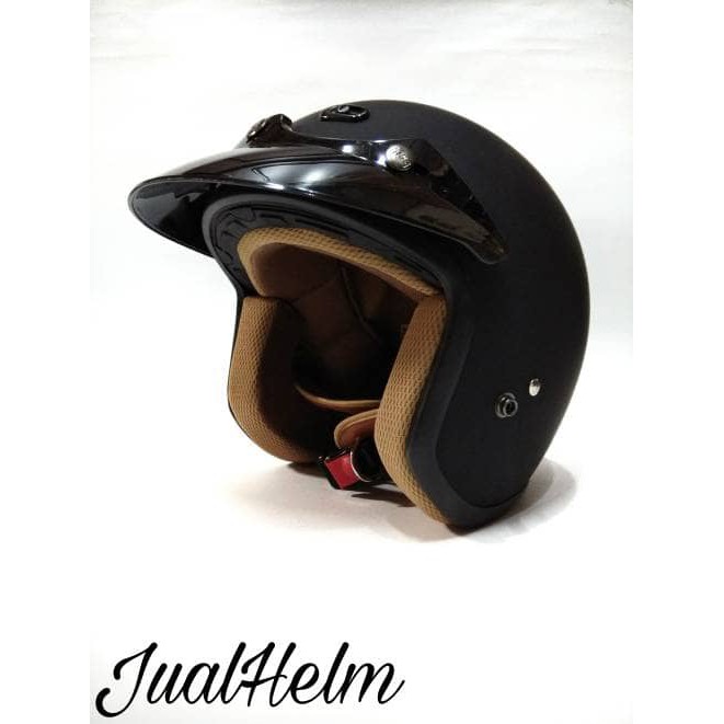 Helm Retro/Helm Classic/Helm Bogo/Helm Vespa Ava Hitam Doff