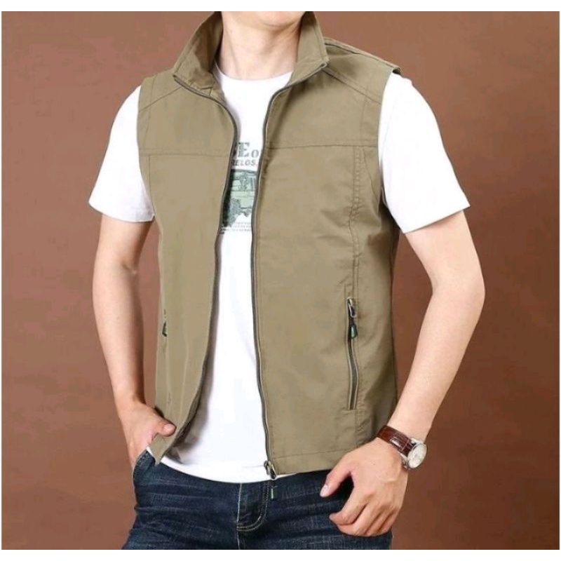 Rompi Polos Pria / Rompi keren / Vest Pria / Rompi Lapangan / Rompi Jeep Pria Terbaru 002