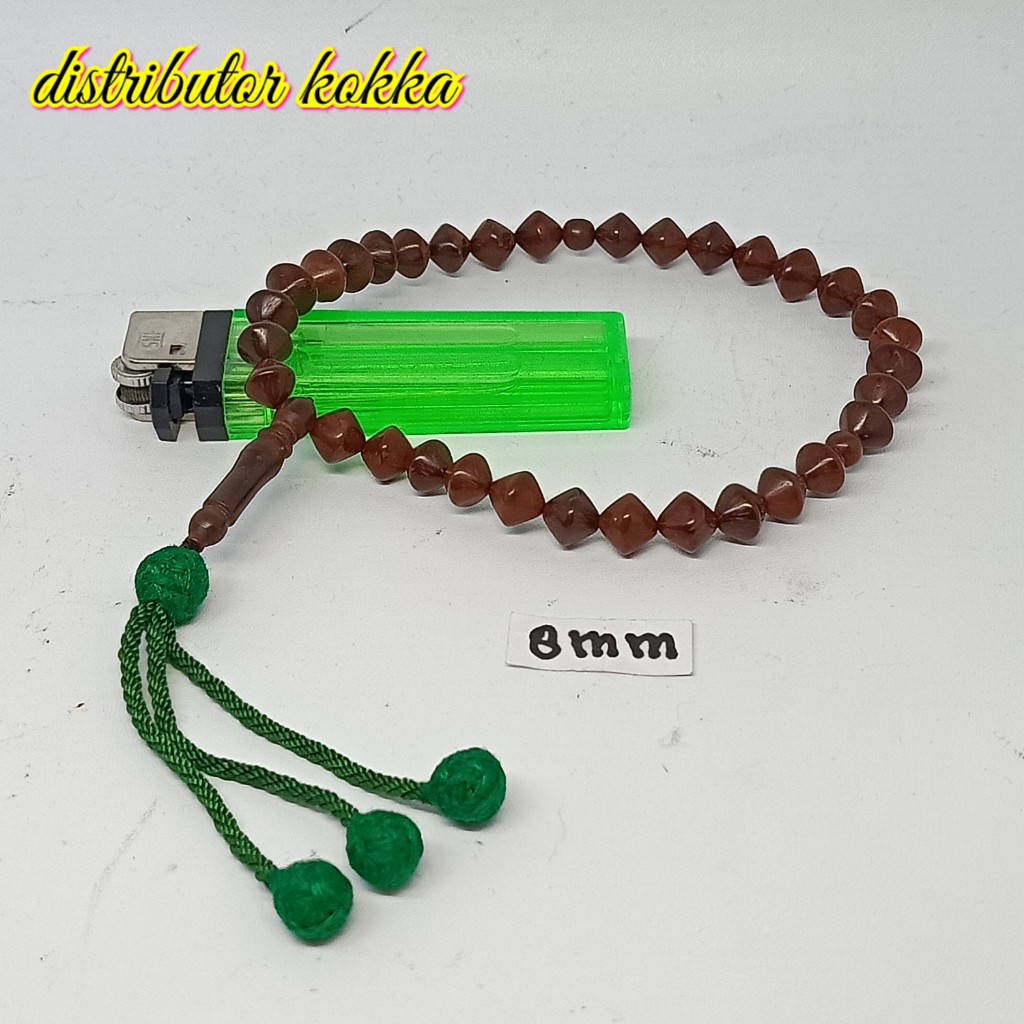 ( SUPER MURAH ) Tasbih Kokka kaukah kaokah fukakah koka 33 wajik rumbai 8,5 mm coklat