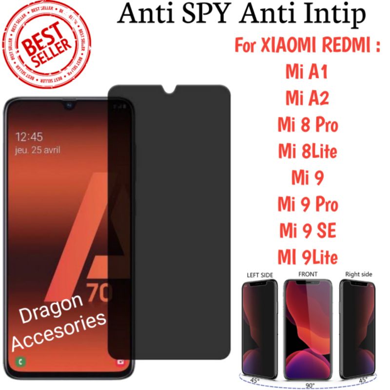 Xiaomi Mi A1 A2 Mi 9 SE 8 Pro Lite Tempered Anti Gores Kaca SPY Privacy Magic Glass Anti Intip