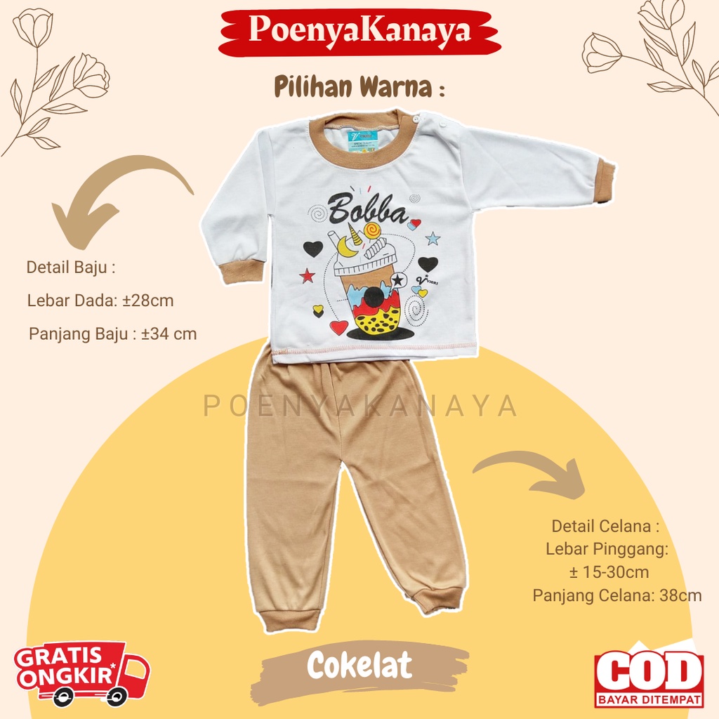 Setelan Baju Bayi Piyama Bayi Panjang OBLONG BOBA Viori 6-18 Bulan SPY139