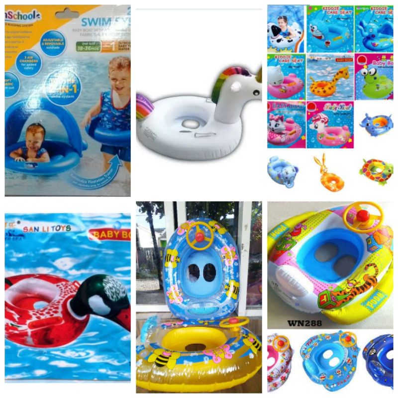 pelampung ban renang karakter mobil dengan setir mainan naga dragon, pelampung dengan atap babyboat