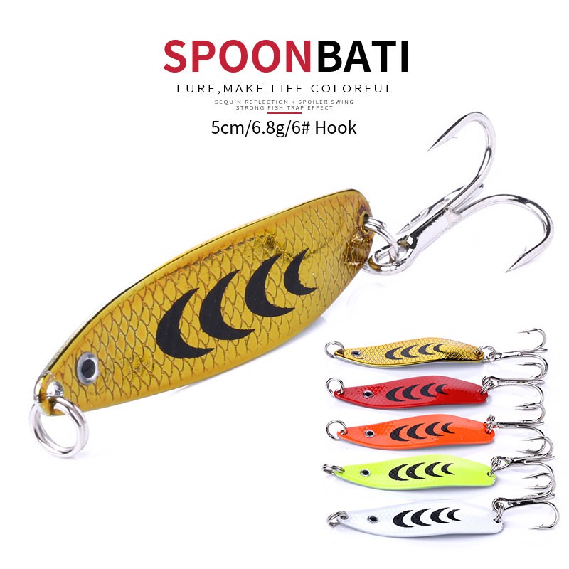 HENGJIA 1pcs 5cm/6.8g Umpan Pancing Sequin Spoon Fishing Lure Swimbait Wobbler Spinner Tackle