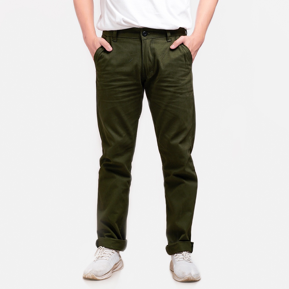 CELANA PANJANG CHINO PRIA SLIMFIT HIJAU ARMY