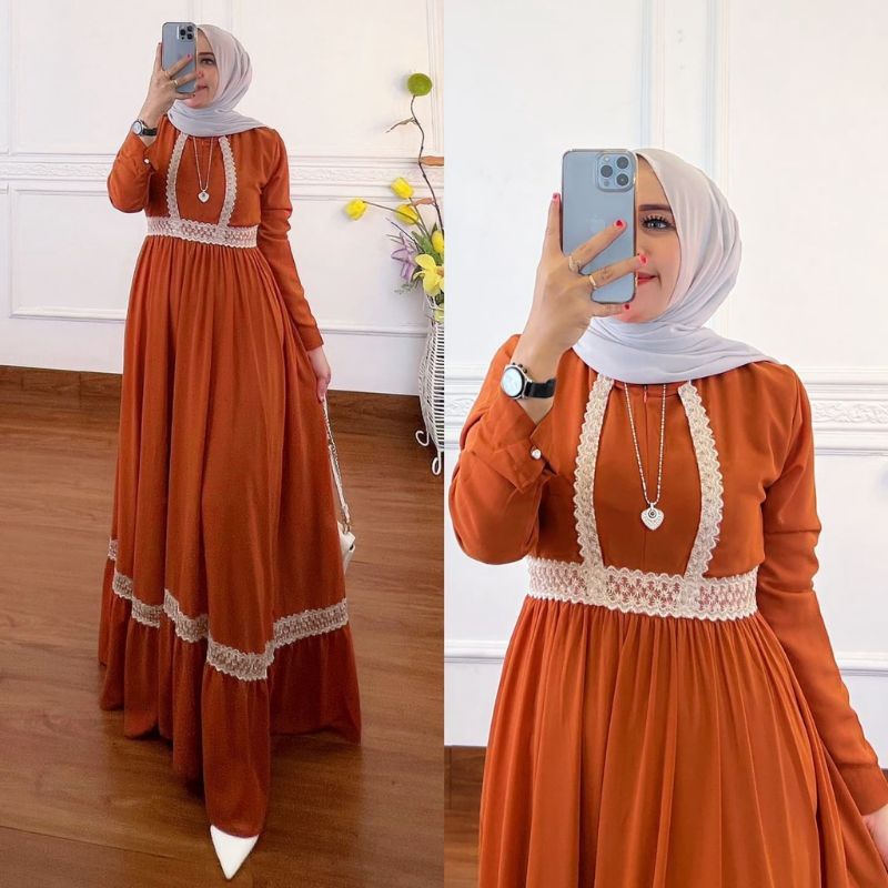 Qaisha dress maxy gamis muslim fashion remaja wanita