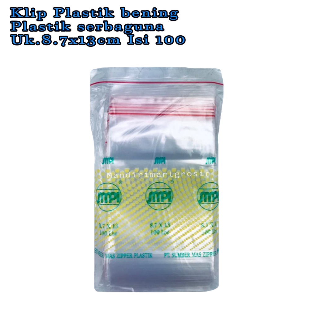 Plastik serbaguna *Klip Plastik bening * Uk.8.7x13cm * Isi 100