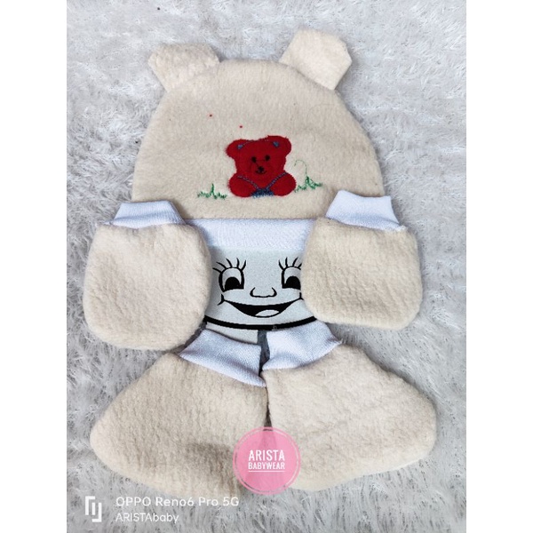 1SET topi + Sartaki bayi model kuping bahan fleece tebal