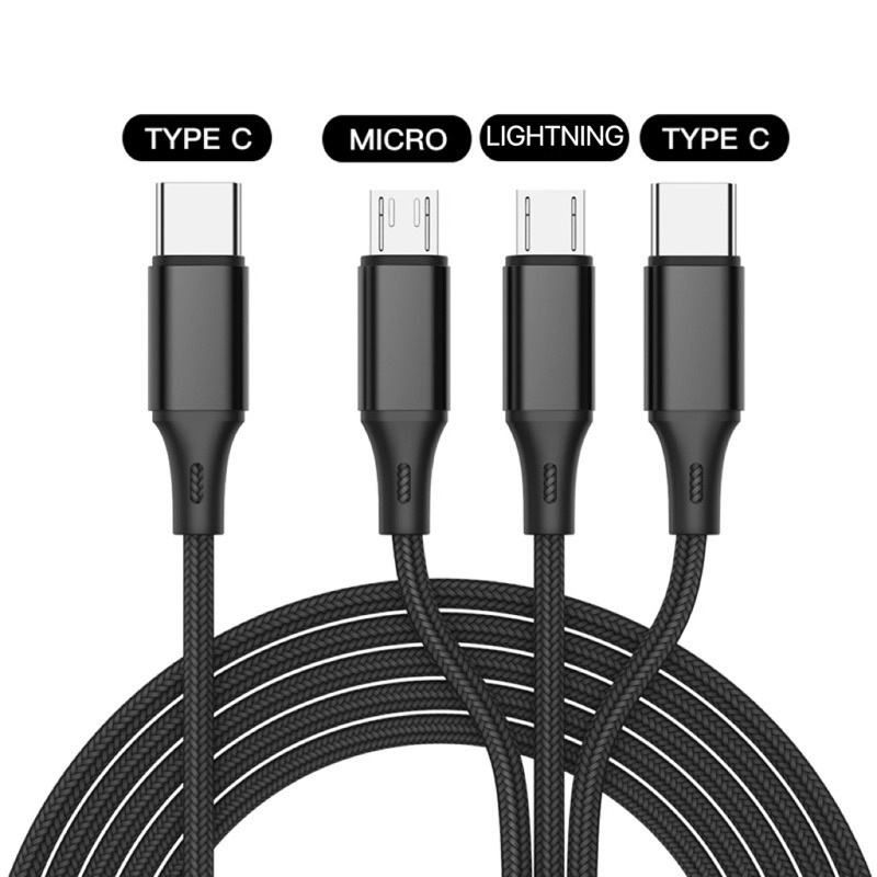 HARGA PABRIK / Kabel Charger 3 In 1 Tipe C Ke Usb-C / Micro Usb / Pd Bahan Nilon