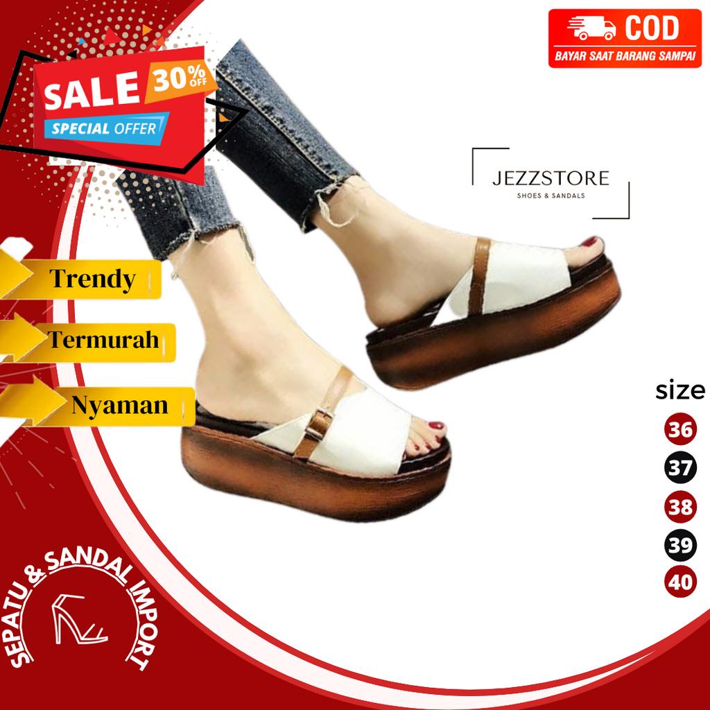 JS89 Sandal Ibu Kondangan pesta Sendal Wanita Cantik Jinjit Kekinian Lebaran Terbaru WEDGES