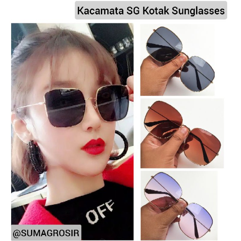 Kacamata Kotak Fashion Gaya Sunglasses Korea Hitam