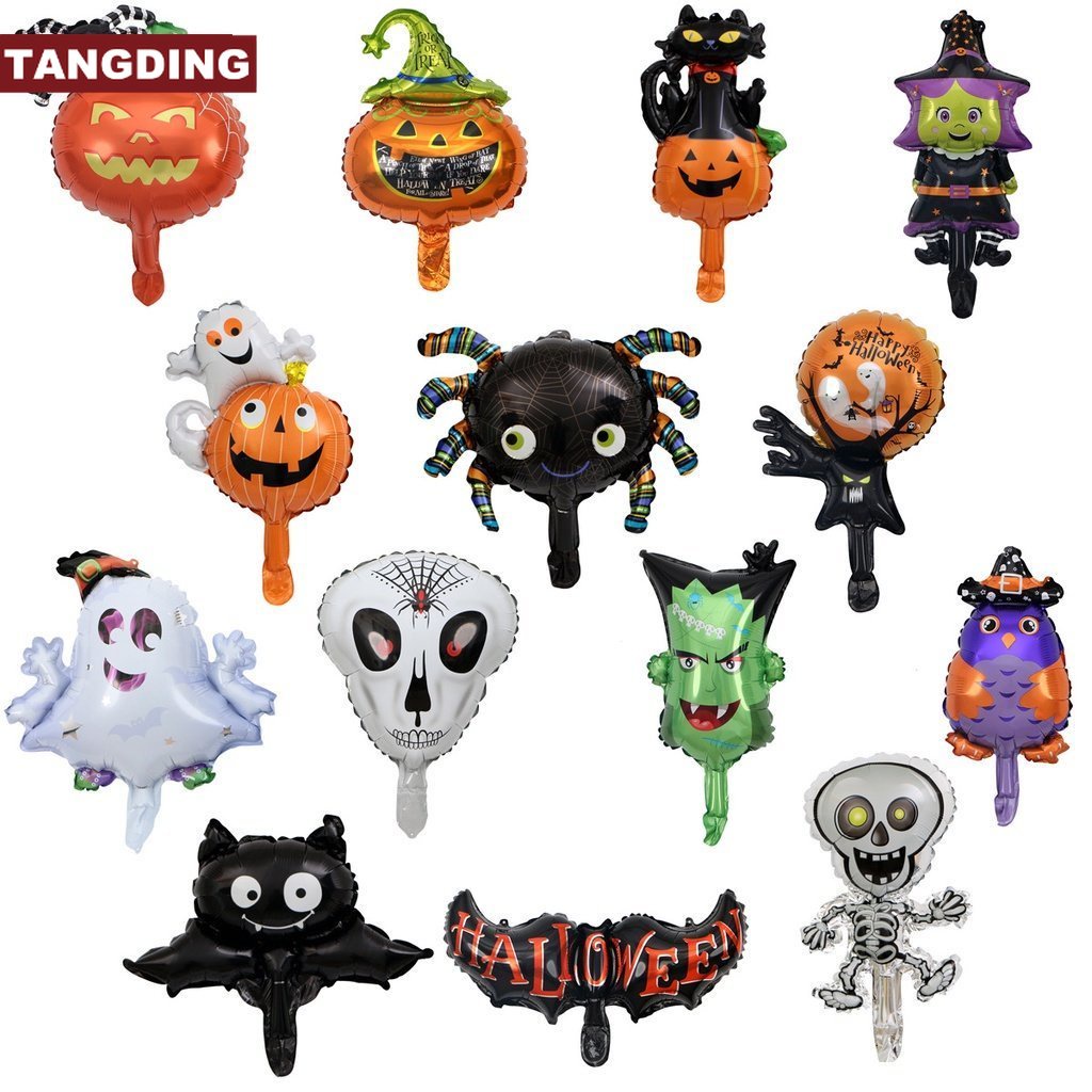 【COD Tangding】10pcs Balon Mini Bentuk Kartun Labu / Laba-Laba / Sepatu Boots Untuk Dekorasi Halloween