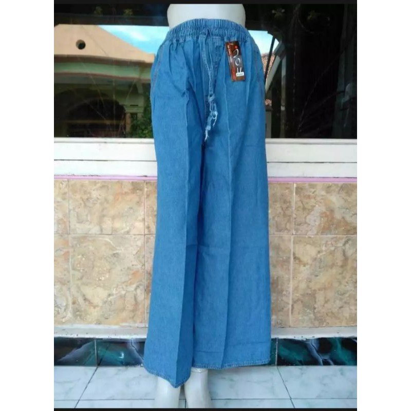 CELANA KULOT JEANS WANITA POLOS XL