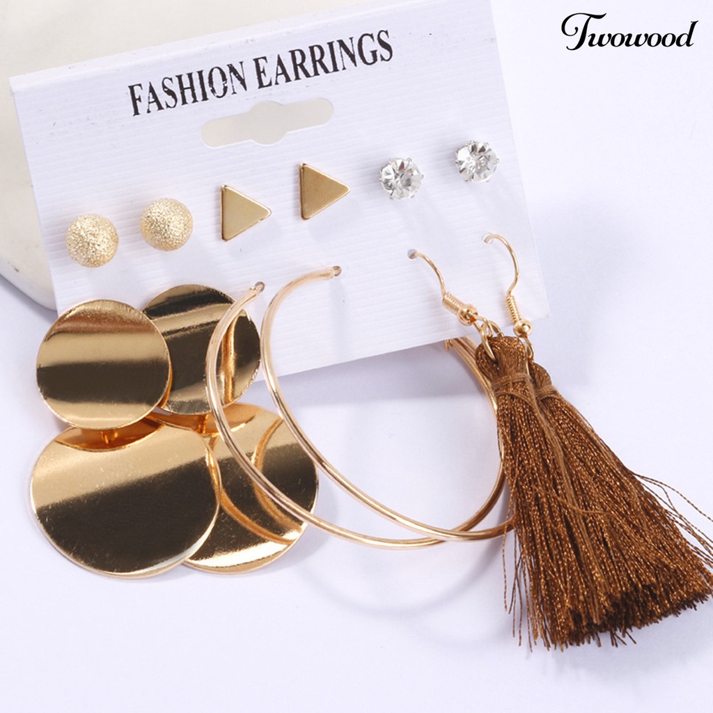 1 Set Anting Hoop Geometris Bahan Logam Untuk Pesta Hari Ibu