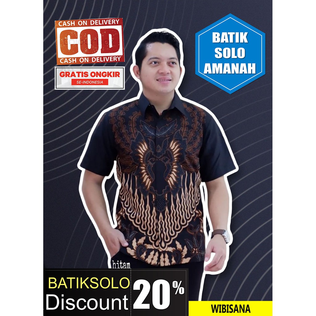 WIBISANA BATIK INDONESIA KEMEJA BATIK PRIA SOLO LENGAN PENDEK LAPIS FURING ATASAN PREMIUM MODERN KATUN HALUS SLEMPANG PARANG ABHINAYA LEKSKMANA AJI LUWUNG CAKRA BUANA JAYANEGARA SUKET SEGORO BABON ANGREM MERAK KHAYANGAN AJISAKA PARI COKLAT BATIK SOLO