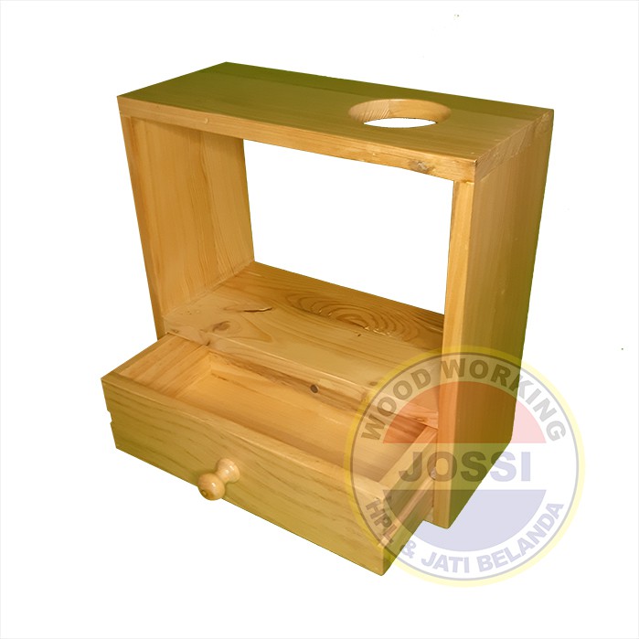 Wooden Pour Over Coffee Stand Single with Drawer Kayu Jati Belanda