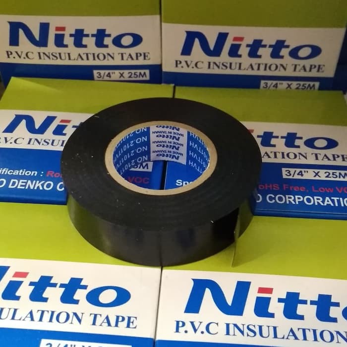 NITTO/Isolasi Listrik lakban hitam/Lem Perekat Kabel Ukuran 3/4&quot;X25M